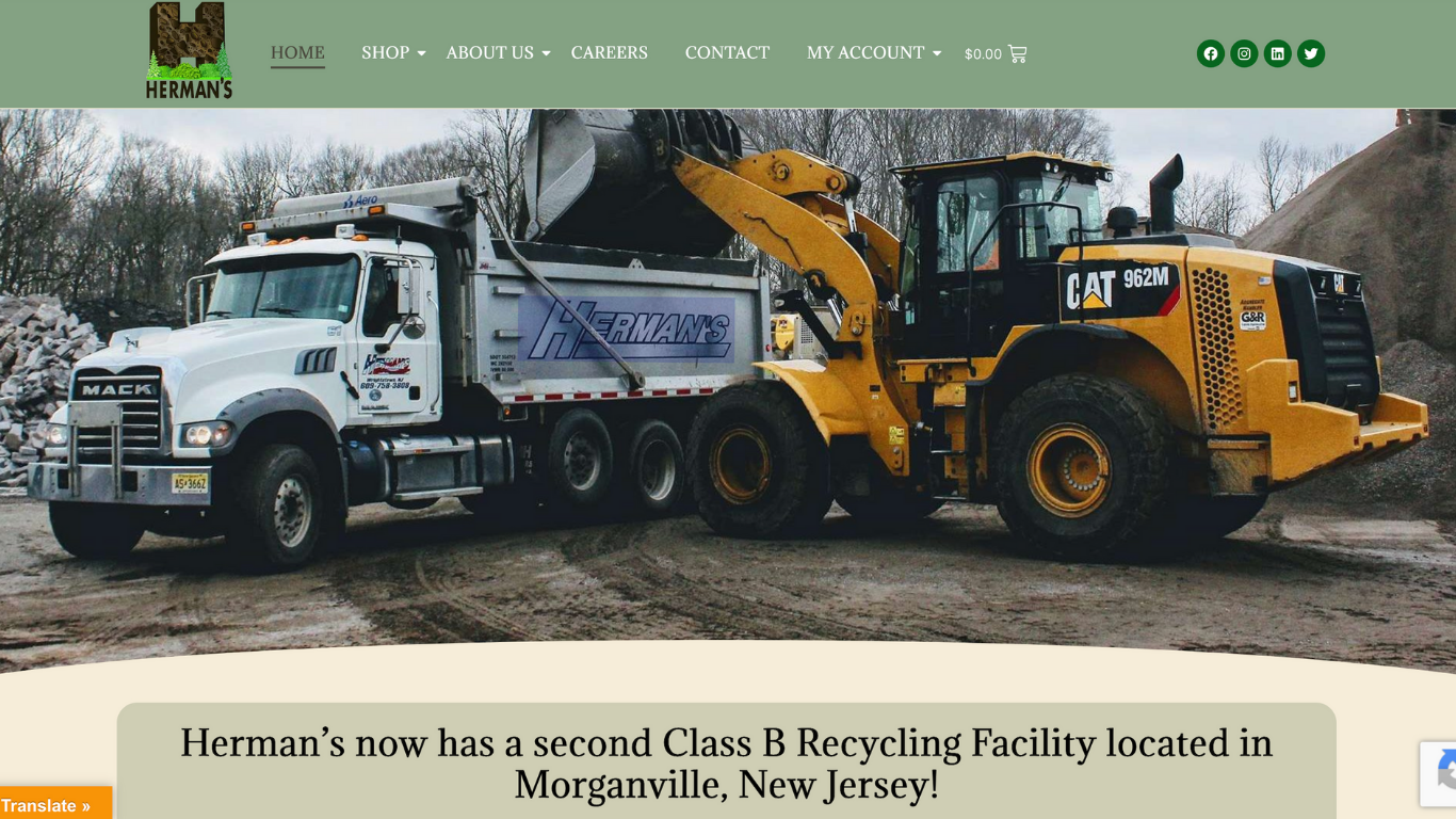 Herman’s Landscape Supply WordPress e-commerce homepage