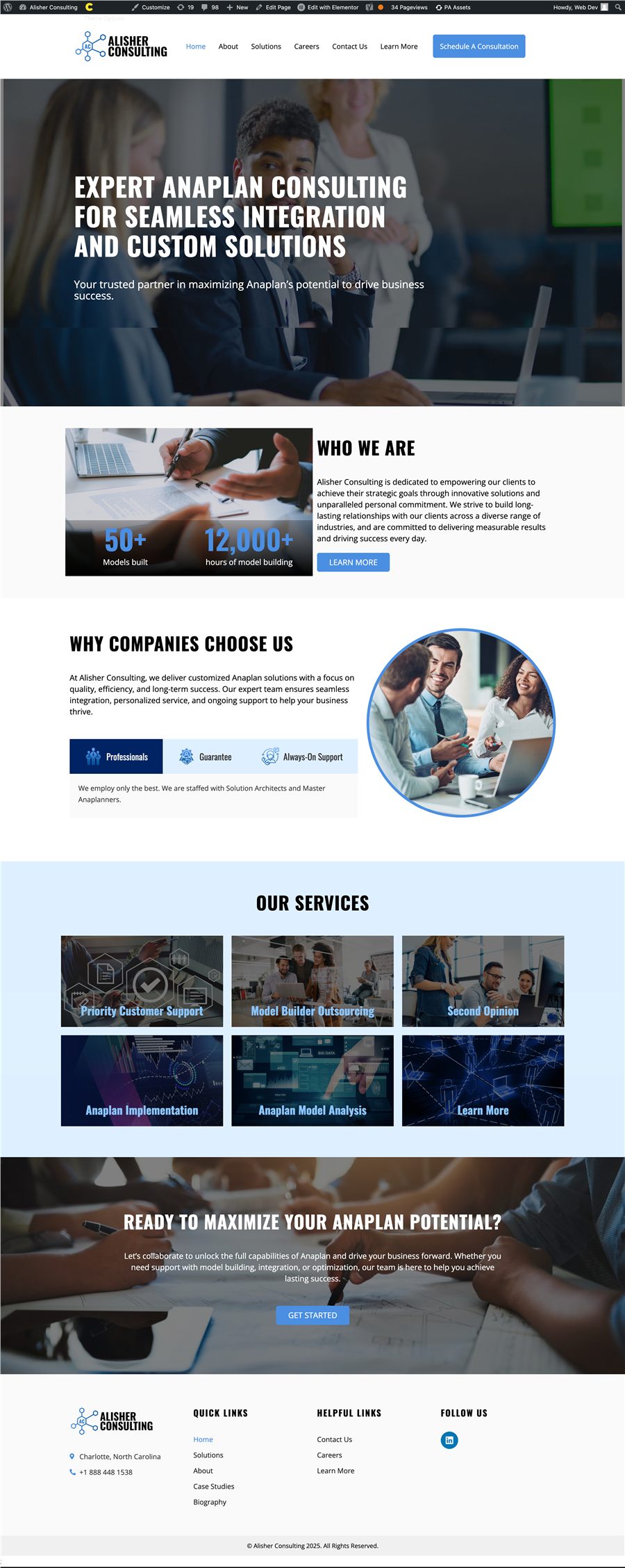 Full homepage design for Alisher Consulting