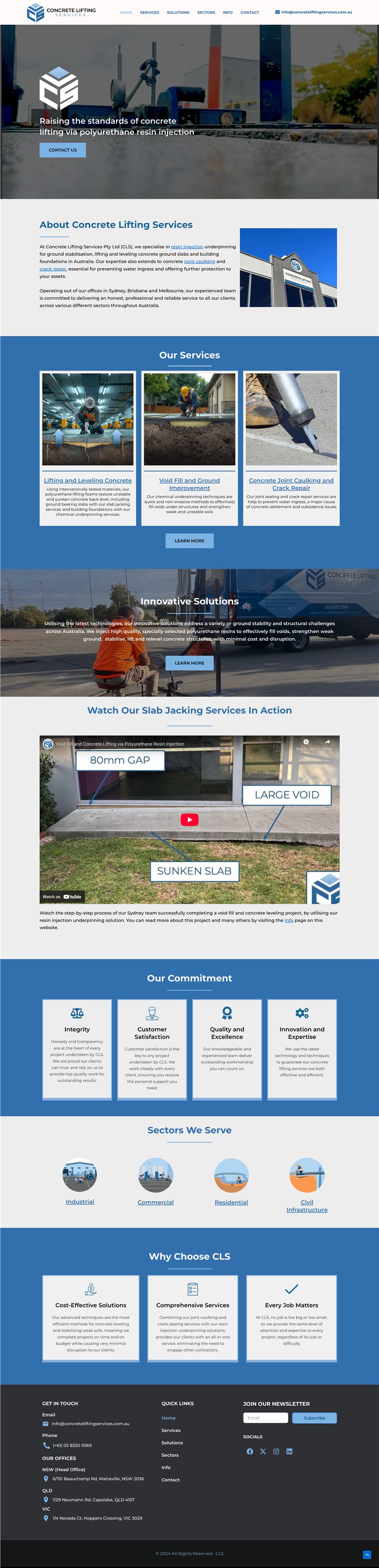 Full homepage for Concrete Lifting Services