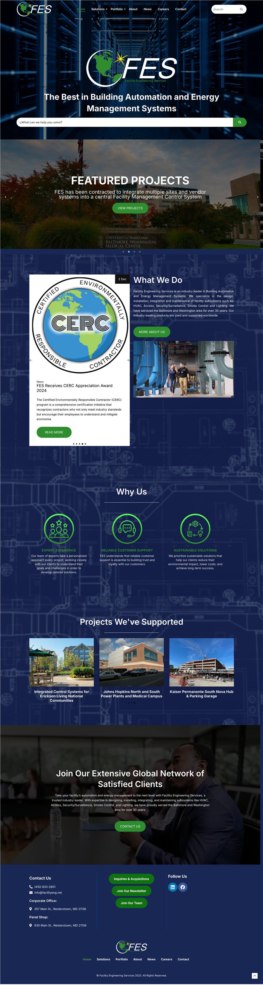 Full homepage for Facility Engineering Services