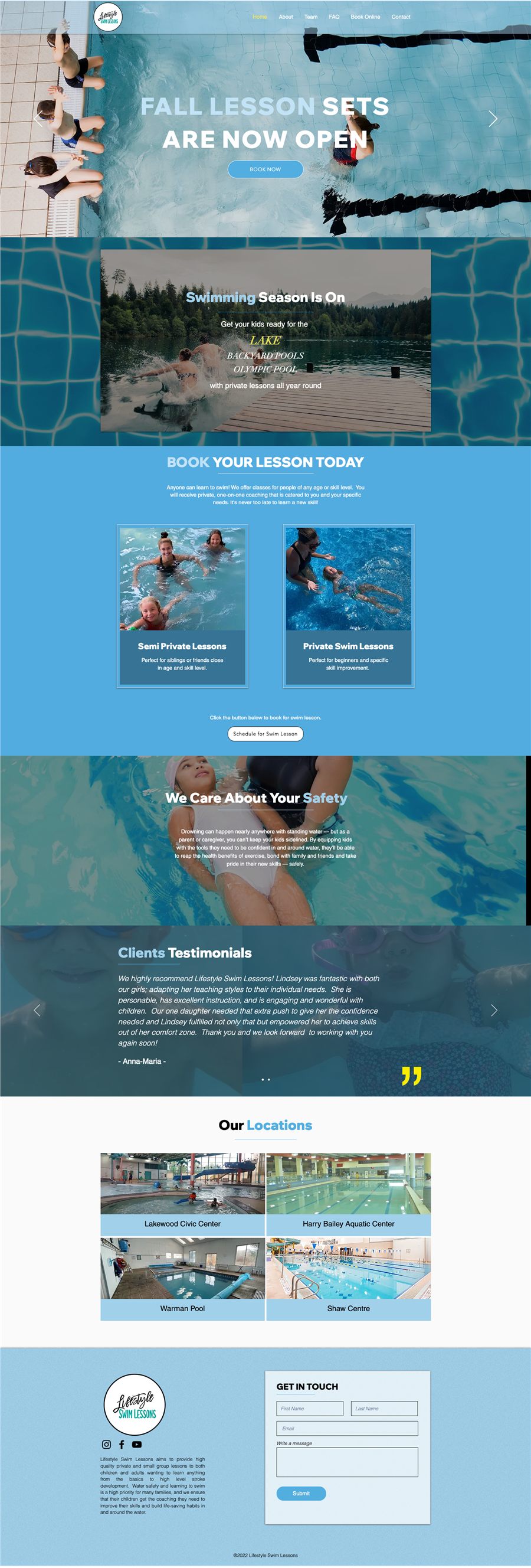 Full online-store homepage for Lifestyle Swim