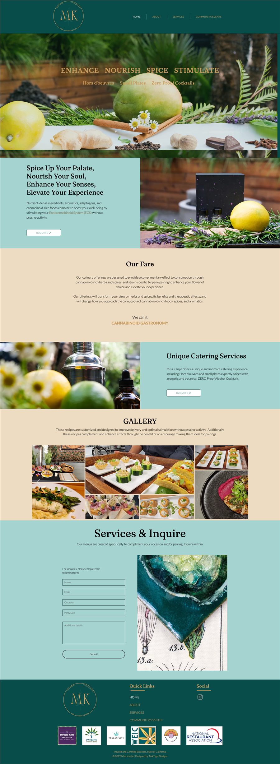 Full online-store homepage for Miss Kenjie