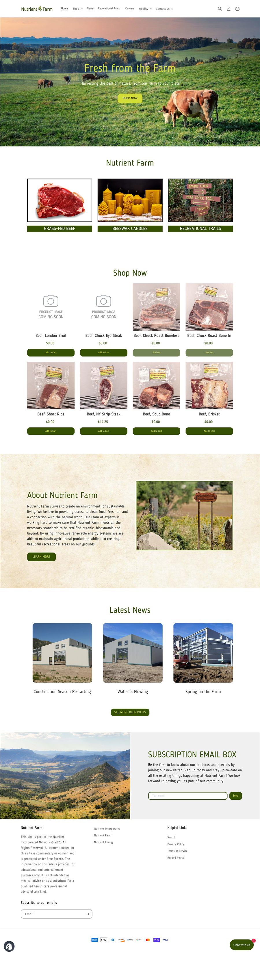 Full homepage design for Nutrient Farm