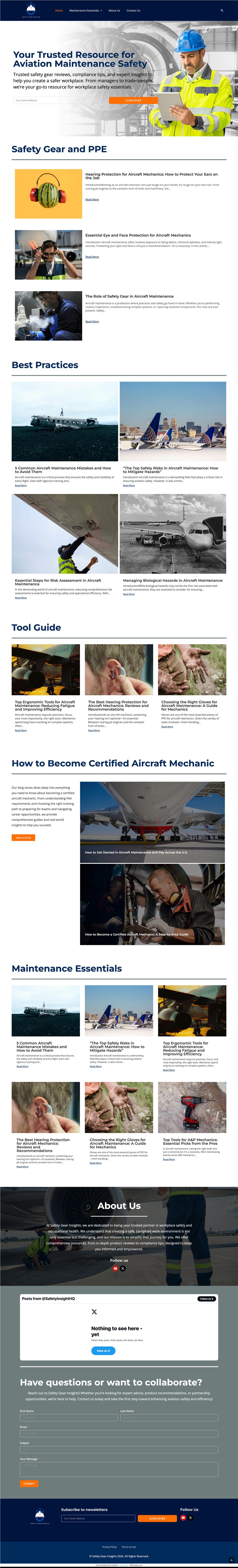 Full homepage for Safety Gear Insights