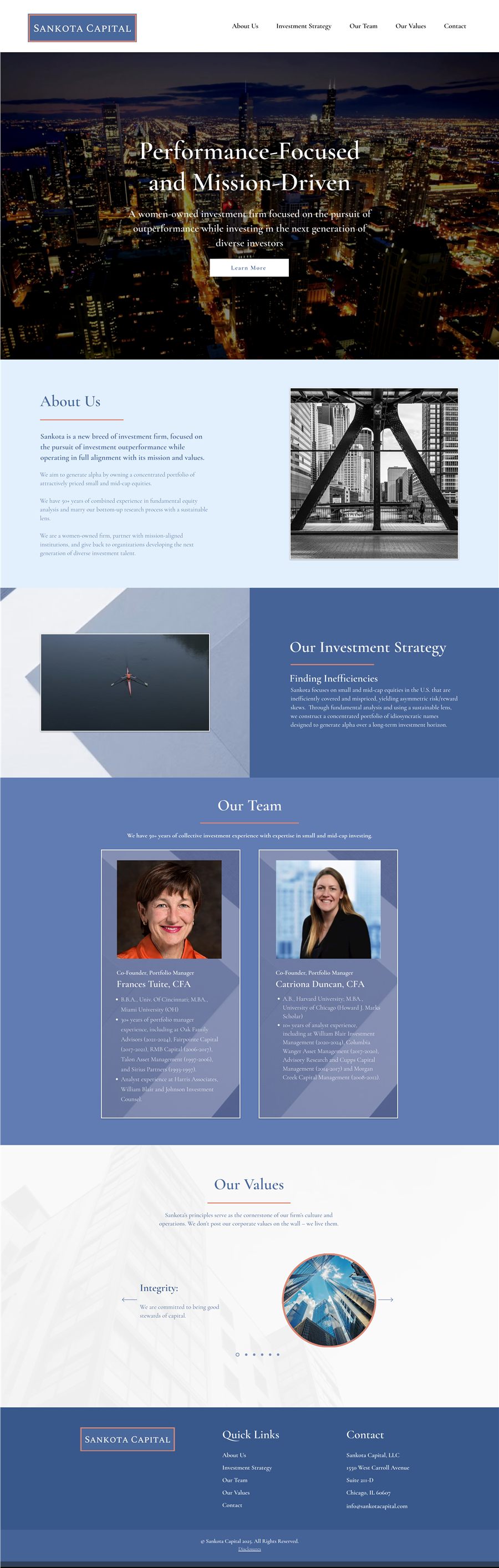 Full homepage design for Sankota Capital
