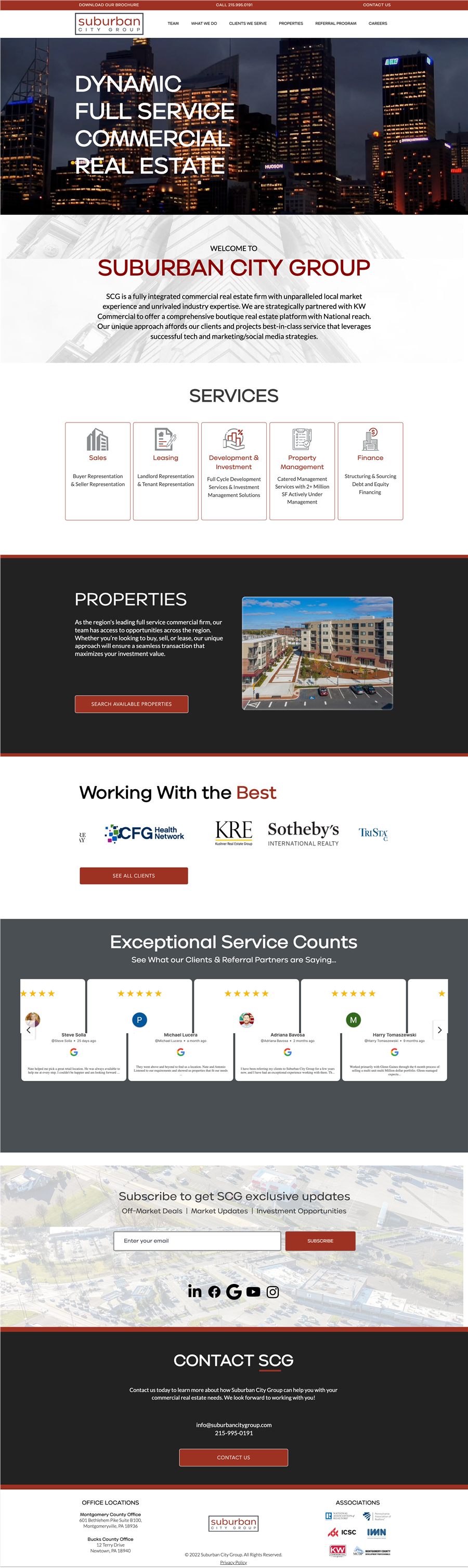 Full homepage design for Suburban City Group