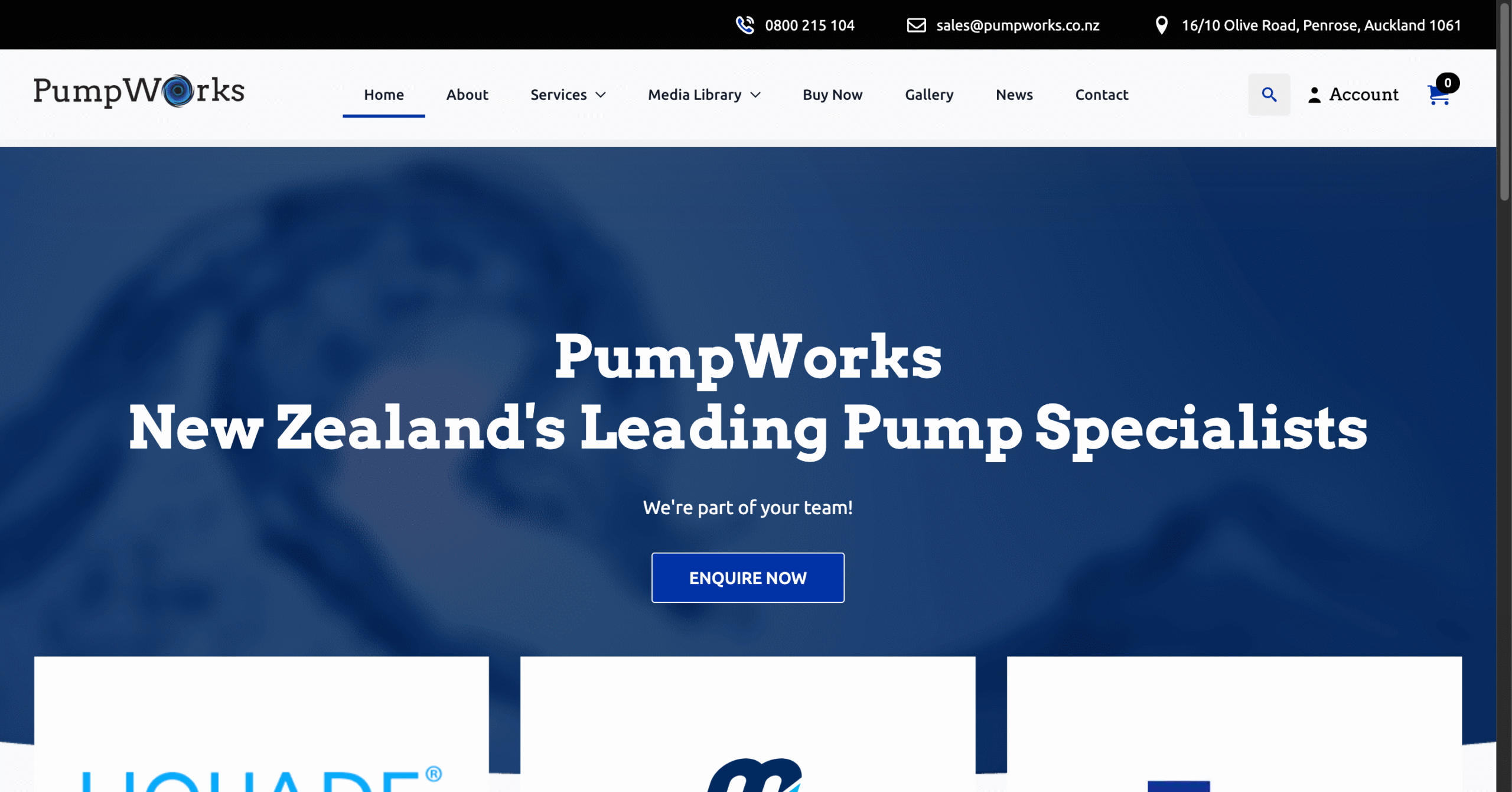 Hero image of the Pumpworks website developed with a focus on SEO and performance.